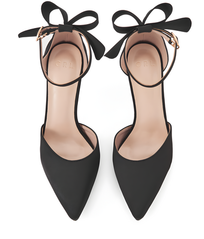 Satin Back Ribbon Pointed Toe Pumps